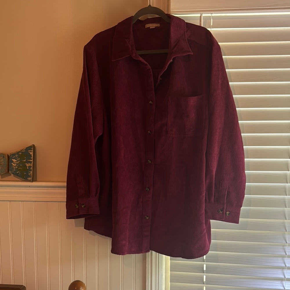 Red Casual Skirt with Button Down Style